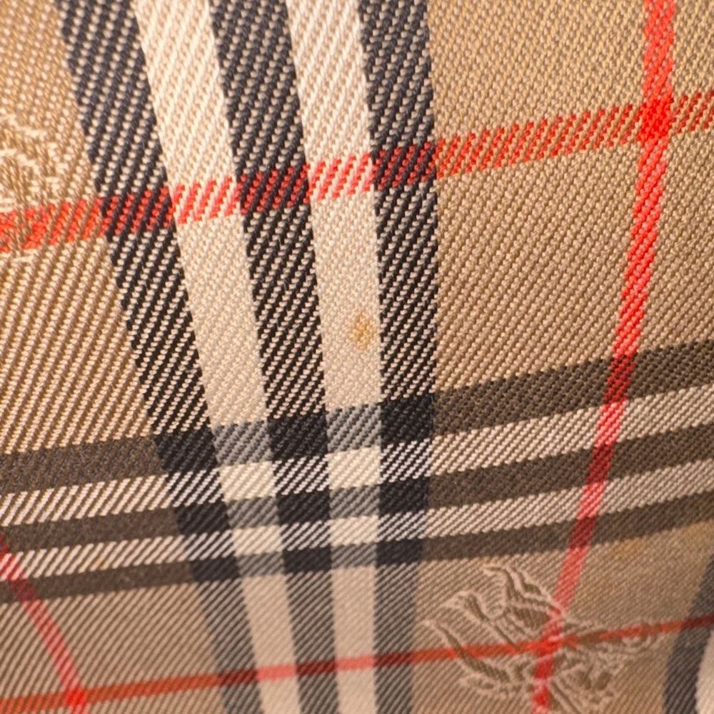 Burberry Plaid Canvas Tote with Red Leather Trim vintage - Picture 4 of 12